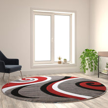 Load image into Gallery viewer, 8' x 8' Red Abstract Area Rug - Olefin Rug - Hallway, Entryway, or Bedroom
