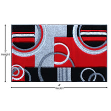 Load image into Gallery viewer, 2' x 3' Red Geometric Abstract Area Rug - Olefin Rug
