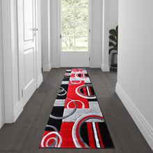 Load image into Gallery viewer, 2' x 7' Red Geometric Abstract Area Rug - Olefin Rug
