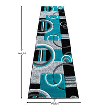 Load image into Gallery viewer, 2' x 7' Turquoise Geometric Abstract Area Rug - Olefin Rug
