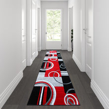 Load image into Gallery viewer, 3' x 10' Red Abstract Area Rug - Olefin Rug - Entryway, Living Room, or Bedroom

