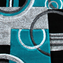Load image into Gallery viewer, 3' x 10' Turquoise Abstract Area Rug - Olefin Rug
