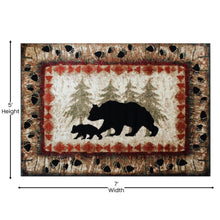 Load image into Gallery viewer, 5' x 7' Rustic Lodge Wandering Black Bear and Cub Area Rug with Jute Backing
