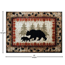 Load image into Gallery viewer, 8' x 10' Rustic Lodge Wandering Black Bear and Cub Area Rug with Jute Backing
