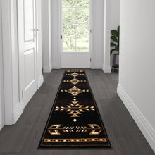 Load image into Gallery viewer, Southwestern 2' x 7' Brown Area Rug - Olefin Accent Rug with Jute Backing
