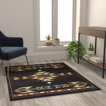 Load image into Gallery viewer, Southwestern 4' x 5' Brown Area Rug - Olefin Accent Rug with Jute Backing
