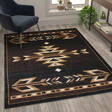 Load image into Gallery viewer, Southwestern 5' x 7' Brown Area Rug - Olefin Accent Rug with Jute Backing

