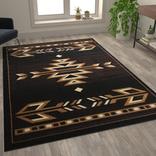 Load image into Gallery viewer, Southwestern 6' x 9' Brown Area Rug - Olefin Accent Rug with Jute Backing
