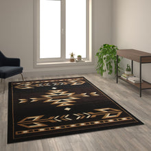 Load image into Gallery viewer, Southwestern 6' x 9' Brown Area Rug - Olefin Accent Rug with Jute Backing
