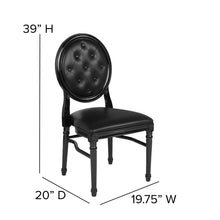 Load image into Gallery viewer, King Louis Chair with Tufted Back, Black Vinyl Seat and Black Frame
