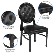 Load image into Gallery viewer, King Louis Chair with Tufted Back, Black Vinyl Seat and Black Frame
