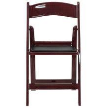 Load image into Gallery viewer, HERCULES Series 1000 lb. Capacity Red Mahogany Resin Folding Chair with Black Vinyl Padded Seat

