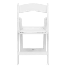 Load image into Gallery viewer, HERCULES Series 1000 lb. Capacity White Resin Folding Chair with White Vinyl Padded Seat
