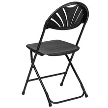Load image into Gallery viewer, HERCULES Series 650 lb. Capacity Black Plastic Fan Back Folding Chair
