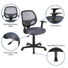 Load image into Gallery viewer, Fundamentals Mid-Back Gray Mesh Swivel Ergonomic Task Office Chair with Arms
