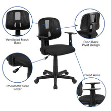 Load image into Gallery viewer, Mid-Back Black Mesh Swivel Task Office Chair with Pivot Back and Arms
