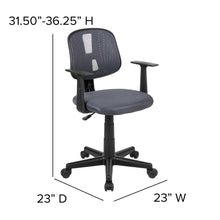 Load image into Gallery viewer, Mid-Back Gray Mesh Swivel Task Office Chair with Pivot Back and Arms
