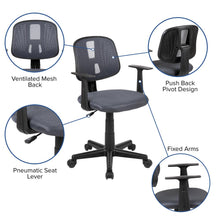 Load image into Gallery viewer, Mid-Back Gray Mesh Swivel Task Office Chair with Pivot Back and Arms
