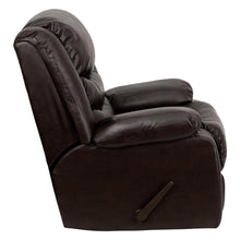 Load image into Gallery viewer, Plush Brown LeatherSoft Lever Rocker Recliner with Padded Arms
