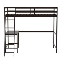 Load image into Gallery viewer, Loft Bed Frame with Desk, Twin Size with Protective Guard Rails - Espresso
