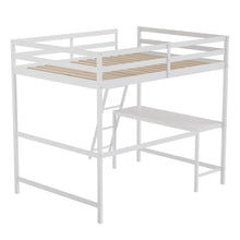 Load image into Gallery viewer, Loft Bed Frame with Desk, Full Size with Protective Guard Rails - White
