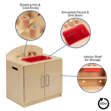 Load image into Gallery viewer, Children's Wooden Kitchen Sink for or Home Use - Safe, Kid Friendly Design
