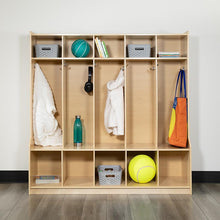 Load image into Gallery viewer, Wooden 5 Section School Coat Locker with Bench, Cubbies
