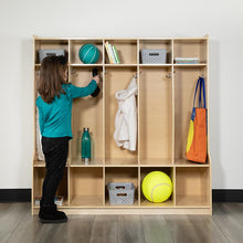 Load image into Gallery viewer, Wooden 5 Section School Coat Locker with Bench, Cubbies
