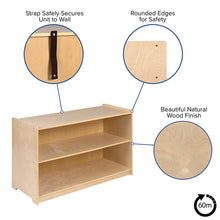 Load image into Gallery viewer, Wooden 2 Section School Classroom Storage Cabinet - 24"H x 36"L (Natural)
