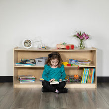 Load image into Gallery viewer, Wooden 2 Section School Classroom Storage Cabinet - 24"H x 48"L (Natural)
