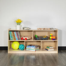 Load image into Gallery viewer, Wooden 5 Section School Classroom Storage Cabinet - 24"H x 48"L (Natural)
