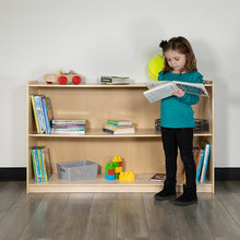 Load image into Gallery viewer, Wooden 2 Section School Classroom Storage Cabinet - 30"H x 48"L (Natural)
