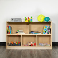 Load image into Gallery viewer, Wooden 5 Section School Classroom Storage Cabinet - 30"H x 48"L (Natural)
