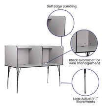 Load image into Gallery viewer, Stand-Alone Double Study Carrel with Top Shelf - Nebula Grey Finish
