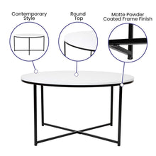 Load image into Gallery viewer, Coffee and End Table Set - White Top with Matte Black Frame, 3 Piece

