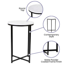 Load image into Gallery viewer, Coffee and End Table Set - White Marbled Top, Matte Black Frame, 3 Piece
