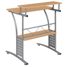 Load image into Gallery viewer, Maple Computer Desk with Top and Lower Storage Shelves
