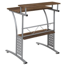 Load image into Gallery viewer, Rustic Walnut Computer Desk with Top and Lower Storage Shelves
