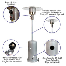 Load image into Gallery viewer, Silver Stainless Steel Propane Heater with Wheels-7.5 Feet Tall
