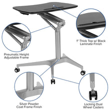 Load image into Gallery viewer, Mobile Sit-Down, Stand-Up Black Computer Desk with 28.25"W Top (Range 29" - 41")
