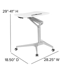 Load image into Gallery viewer, Mobile Sit-Down, Stand-Up White Computer Desk with 28.25"W Top (Range 29" - 41")

