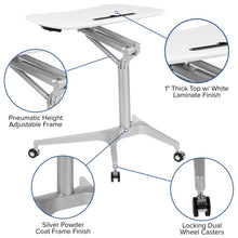 Load image into Gallery viewer, Mobile Sit-Down, Stand-Up White Computer Desk with 28.25"W Top (Range 29" - 41")
