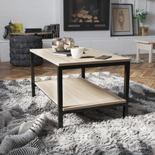 Load image into Gallery viewer, Modern Industrial 2 Tier Rectangular Metal and Driftwood Coffee Table
