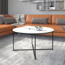 Load image into Gallery viewer, Coffee Table - White Finish Accent Table with Crisscross Matte Black Frame
