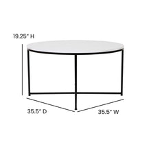 Load image into Gallery viewer, Coffee Table - White Marble Finish Accent Table with Matte Black Frame
