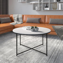 Load image into Gallery viewer, Coffee Table - White Marble Finish Accent Table with Matte Black Frame
