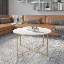 Load image into Gallery viewer, Coffee Table - White Marble Finish Accent Table with Brushed Gold Frame
