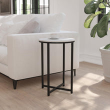 Load image into Gallery viewer, End Table - Modern White Finish Accent Table with Crisscross Matte Black Frame
