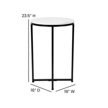 Load image into Gallery viewer, End Table - White Marble Finish Accent Table with Crisscross Matte Black Frame
