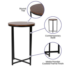 Load image into Gallery viewer, End Table - Modern Walnut Finish Accent Table with Crisscross Matte Black Frame
